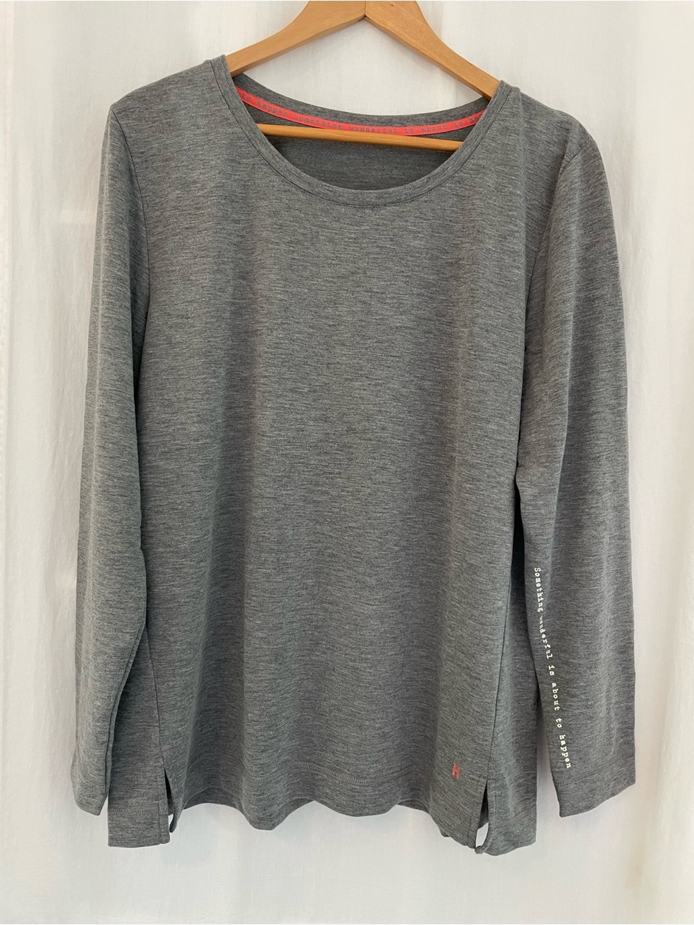 Gray Long-Sleeve Crewneck Top with Inspiring Quote - Picture 3 of 6